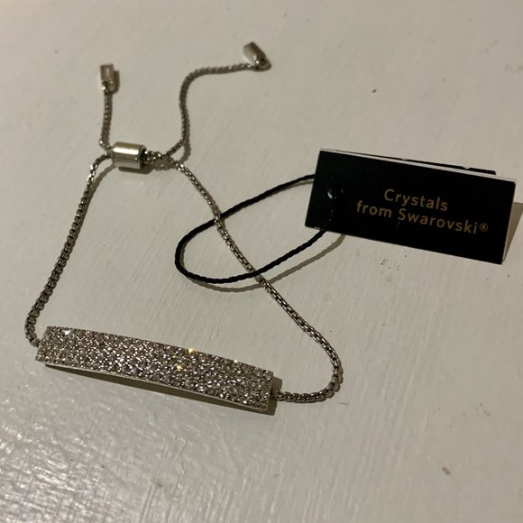 Never Worn Silver Bracelet w Swarovski Crystals - Picture 2 of 2